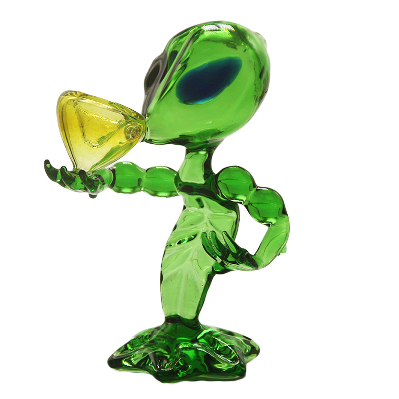 

Paladin886 DA011 Alien Smoking Pipes Height About 15.5cm Green Color Tobacco Dab Rig Hand Blown Glass Pipe Fit Your Palm