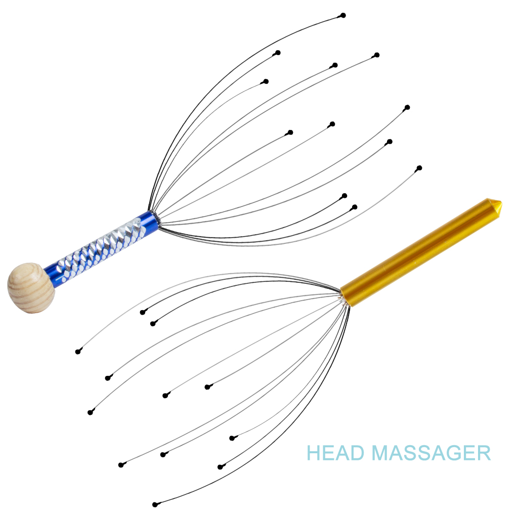 

Head Massager Handheld Scalp Massager Scratcher Tingler Stress Reliever Tool Set for Scalp Stimulation and Relaxation(Blue + Gold)