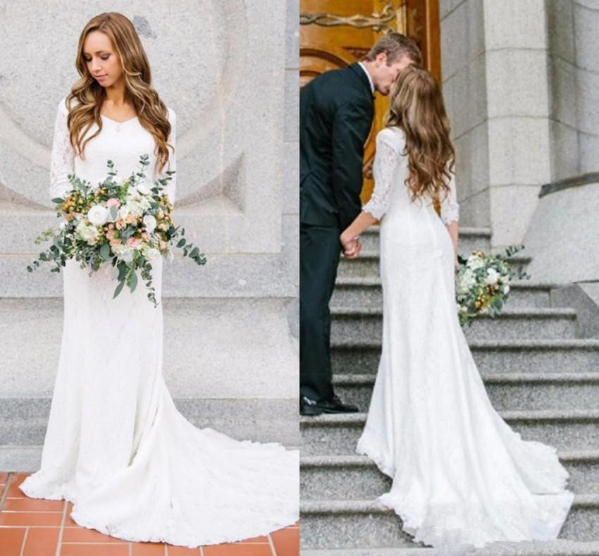 

vestido de noiva Beach Wedding Dresses Long Sleeves Lace Applique Sexy Garden Bohemian Country Wedding Gowns, Custom made from color chart