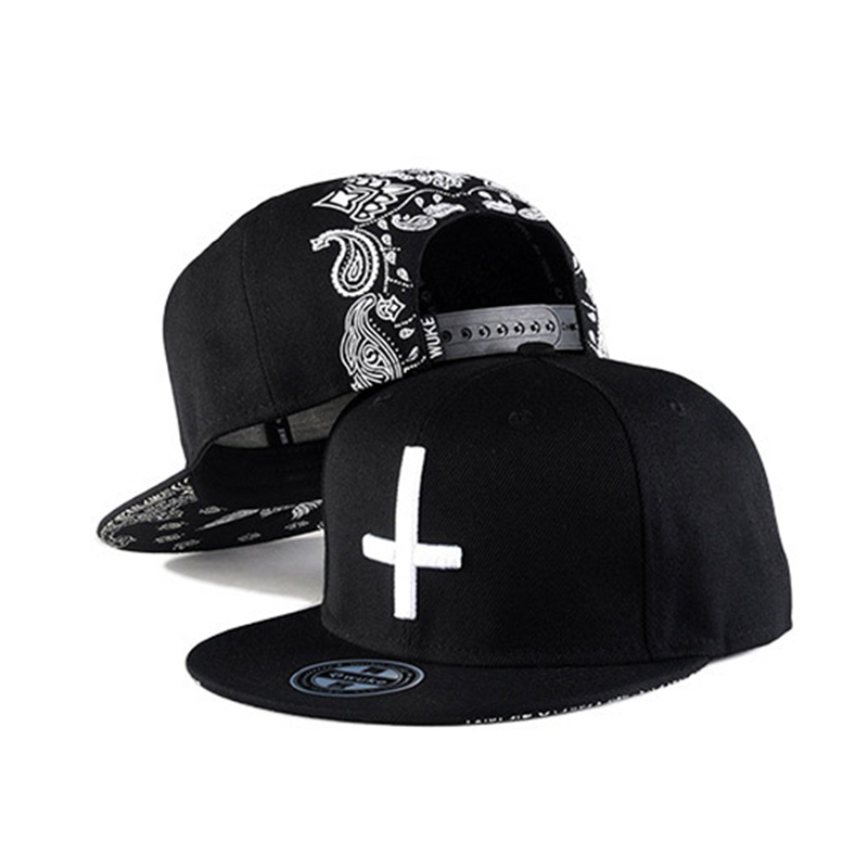 

Promotion Direct Selling  Gorra Gorras Hip Hop Cap Cross Embroidery Baseball Male Skate Flat Hat Korean Wholesale, Black
