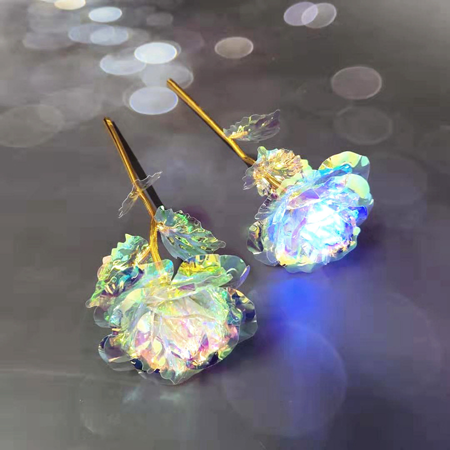 

Flash Foil Plated Rose LED Light Valentine's Day Rose Flower Gifts Christmas Wedding Luminous Rose Vibrating Light Flower RRA2614