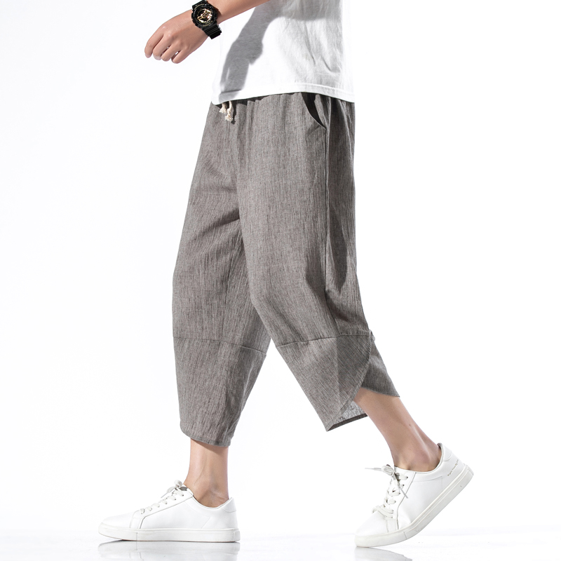 

Men Solid Thin Summer Harem Pants Mens 2020 Loose Calf-Length Trousers Male Wide Leg Korean Style Vintage Pants Dropshipping, M94 white