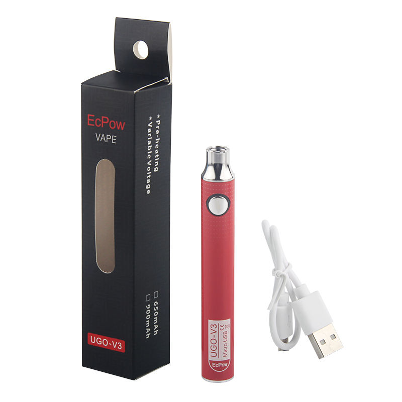 

Authentic UGO V3 Battery EcPow Vape Battery Preheating E Cig Batteries Variable Voltage 900mAh Micro USB 510 Thread Vape Pen E Cigarettes