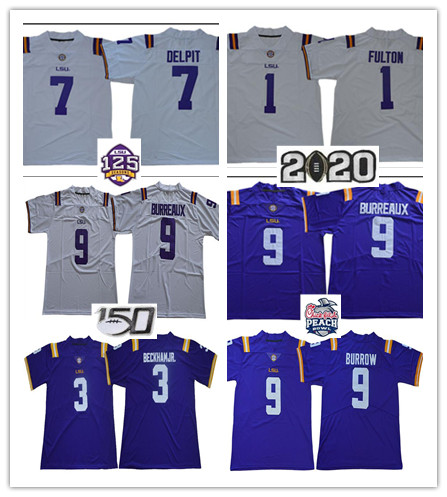 

2020 Burreaux Jerseys 9 Joe Burrow LSU Tigers 125th 3 Odell Beckham Jr. 7 Grant Delpit 20 Billy Cannon 1 Kristian Fulton 1 Chase Jerseys, 3 odell beckham jr. purple