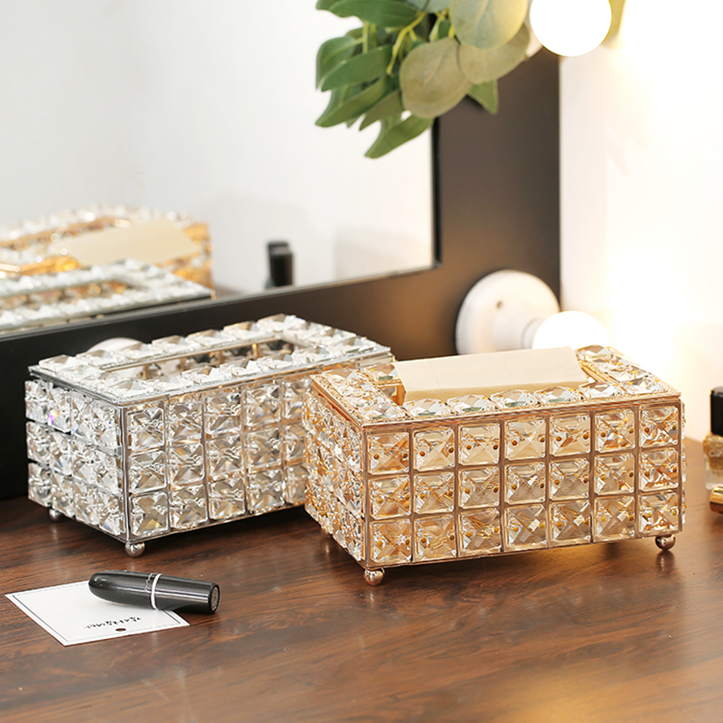 

Luxe Rhinestone Tissue Box Paper Napkin Holder Office Table Facial Case Holder Home Hotel Car Diamond Decoration Luxe