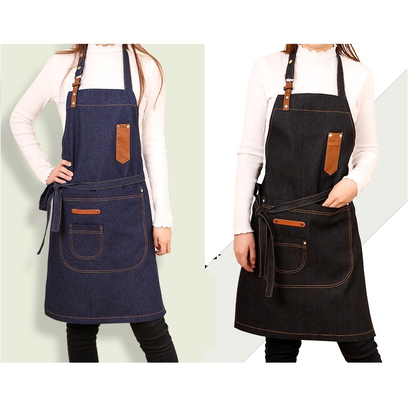 

New Hot Fashion Lady Women Men Adjustable Cotton Linen High-grade denim Kitchen Apron For Cooking Baking Restaurant pinafore