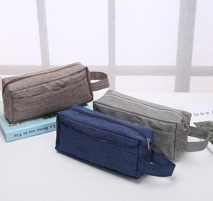 

3pcs Women Men PVC Grey Plain Large Capacity Sport Cosmetic Bag Outdoor, Blue