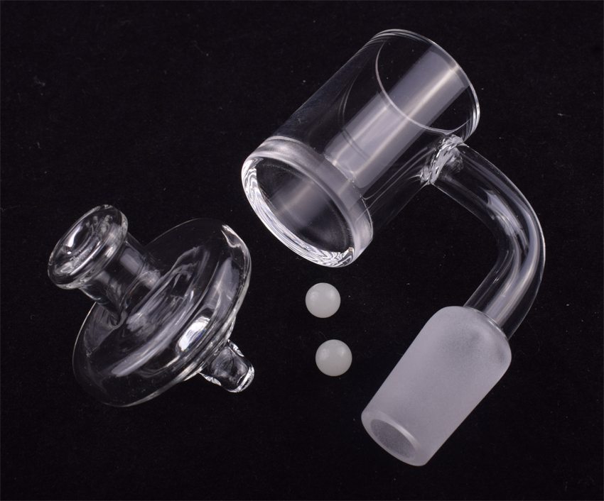 

5mm Thick Bottom Domeless Quartz Banger Nail 10mm 14mm 18mm Joint with UFO Carb Cap and Terp Pearl for Glass bong