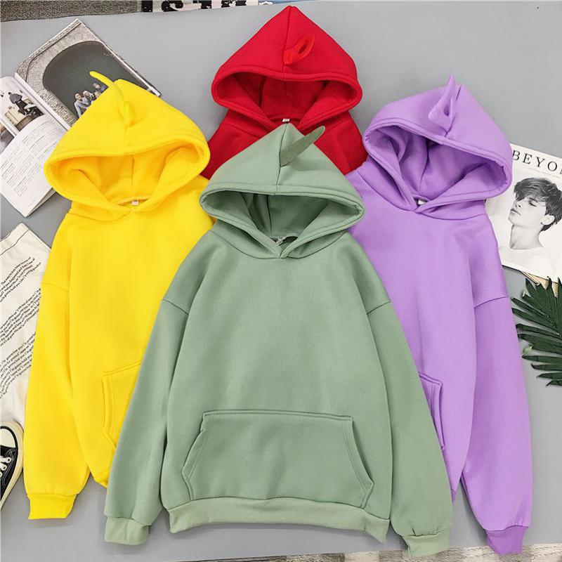 

Fashion Solid Color Hoodie Women's 2019 New Winter Korean Version Of The Loose Plus Velvet Padded Sweatshirt Tops Coat Sportswea, W01
