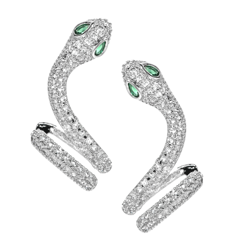 Jewelry Creative Zircon snakelike Girl Ear Stud Simple Temperament Snakelike Long-Style Earrings