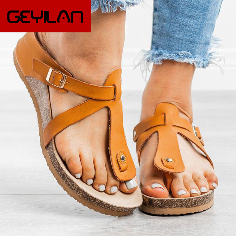 

Women Buckle Slippers Female Flip Flops Ladies Beach Slides Shoes Woman Casual Solid Flats Women's Footwear Summer Plus Size, Brown