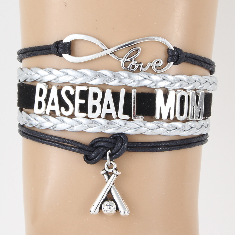 

Baseball Mom Bracelet Baseball Pendant Bracelet Bangle, Golden;silver