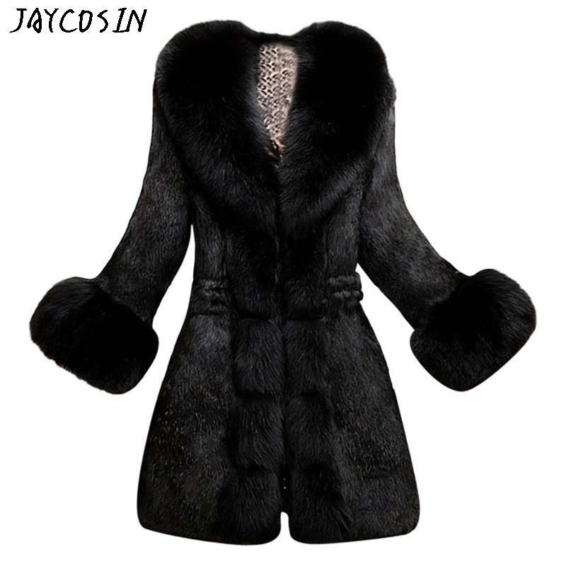

JAYCOSIN 2019 Personality Colorful Coat Women Faux Fur Coat Elegant Thick Warm Fashion Outerwear Long Fake Fur Jacket Drop #0924, Bk