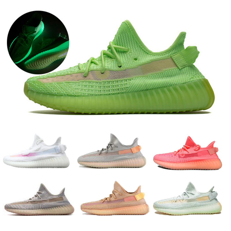 Adidas Yeezy 350 Boost V2 Lundmark Rose Glow In The Dark Clay Noir Clay statique Chaussures de course pour femmes Formateurs Designer Outdoor Sne