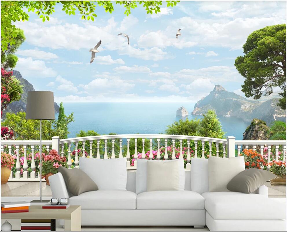 

custom photo 3d wallpaper mural Exotic scenery unique roman column flying bird landscape background home decor 3d wallpaper for walls, Non-woven