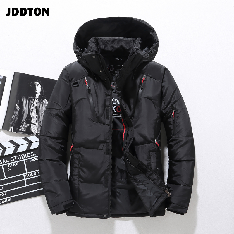 

JDDTON Men's Hood Down Jackets Hoodie Slim Short Clothing Outdoor Thermal Windbreaker Casual Streetwear Multi Pocket Coats JE189, Black