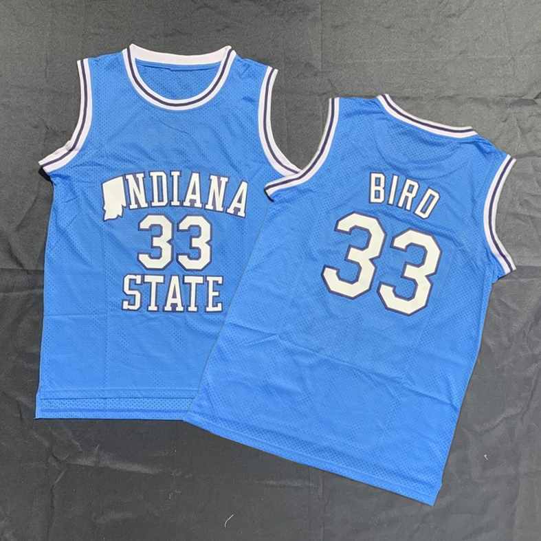 

Cheap Larry Bird College Jersey ISU Indiana State Jerseys NCAA Basketball Jerseys Home Baby Blue Size S-3XL All Stitched, Black;red