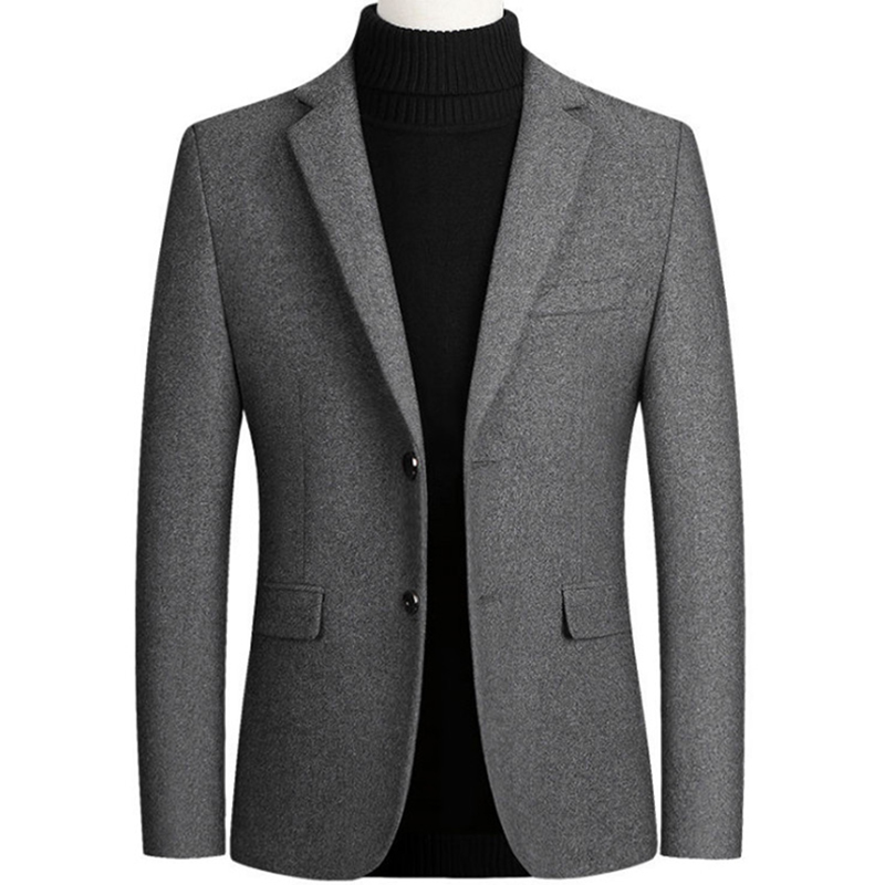

New Men Wool Blazer Business Casual Slim Fit Blazers Party/wedding Men Dress Suits Woolen Jackets Blazers Terno Masculino Full, Black