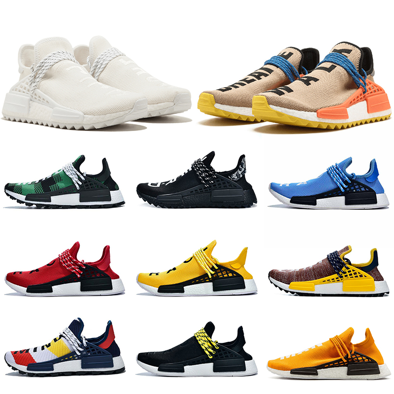 

Wholesale 2019 Pharrell Williams Nmd Human Race Running Shoes White BBC Green Plaid Heart Mind Nerd Blue Equality zapatos off Sneakers 36-47, A23