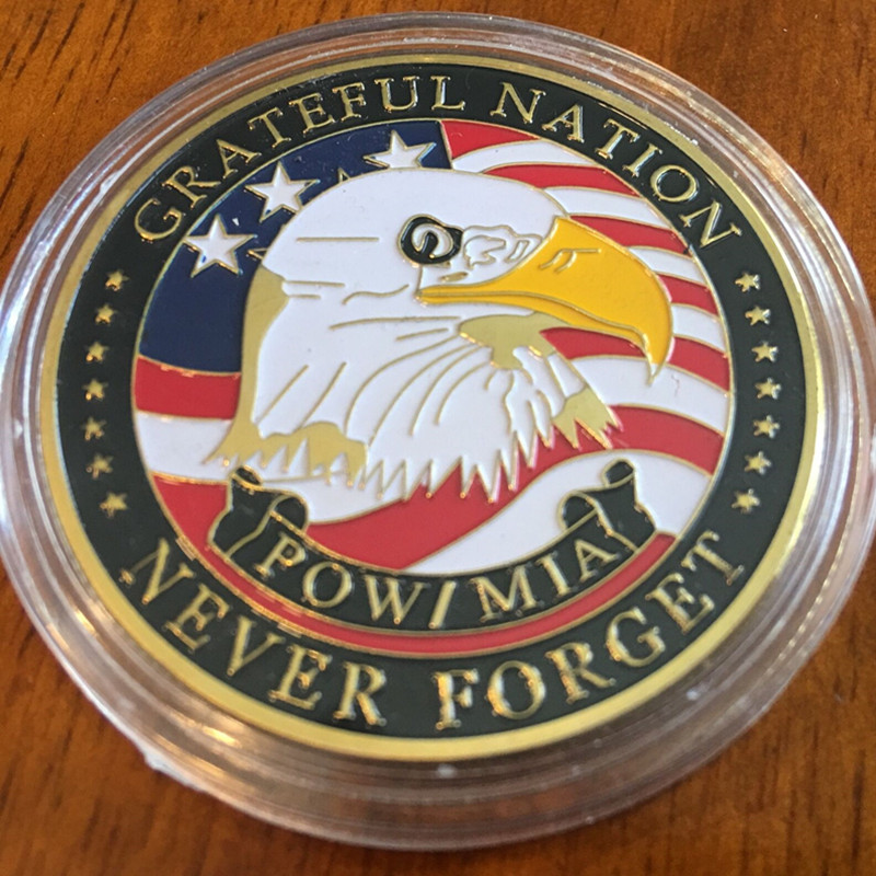 

24k gold plated American eagle bullion coin,United States POW/MIA Challenge Coin Free Shipping 2pcs/lot