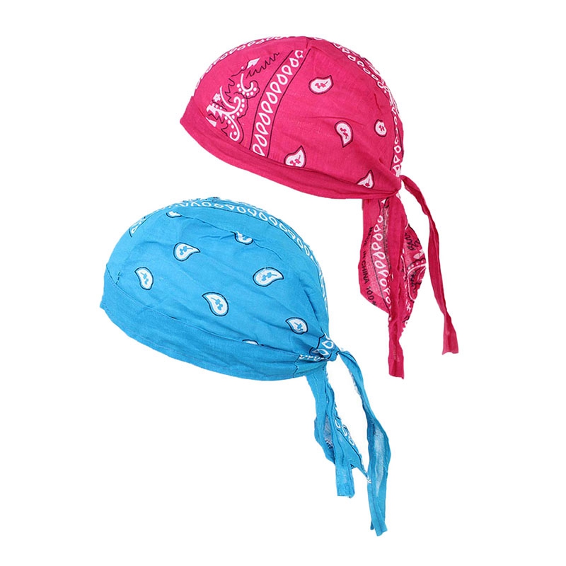 

2pcs Sports Headwear Breathable Bandana Hat Cycling Running Beanie Bike Motorcycle Skull Cap Under Helmet - Blue & Red, Multicolor
