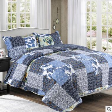 

Bohemia Style Handmade Patchwork Quilt Set 3PCS Bedding Washed Cotton Quilts Quilted Bedspread Cover with Pillowcase, 22