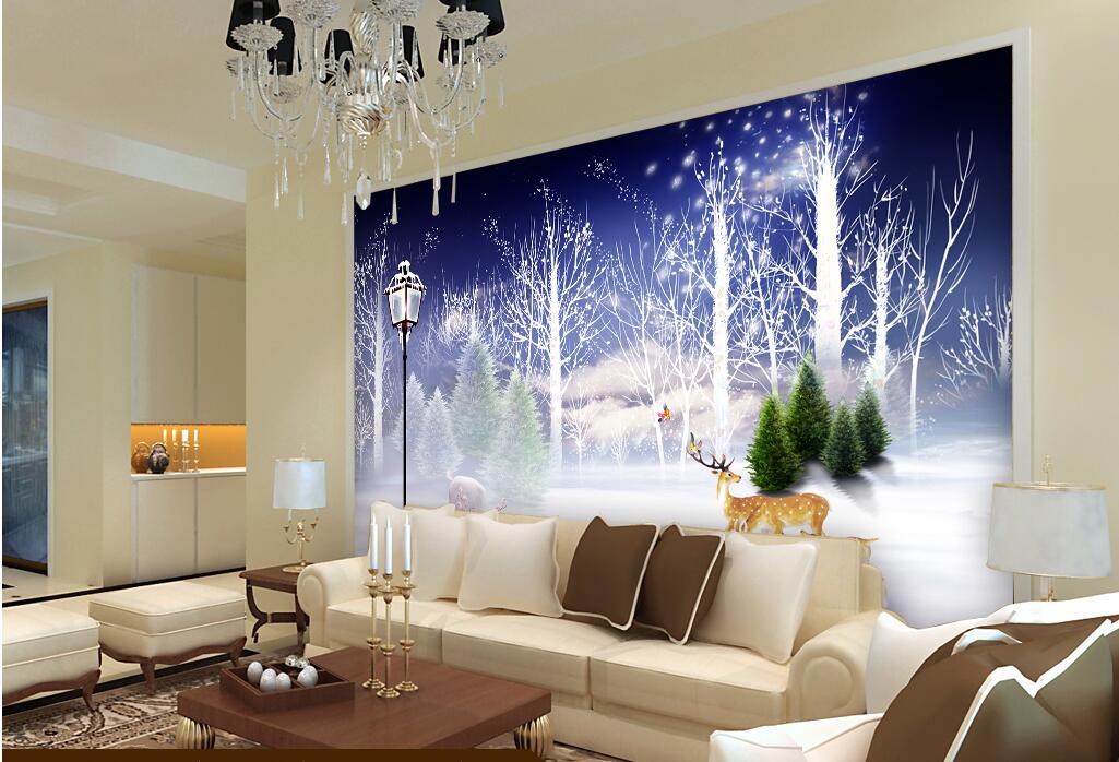 

WDBH 3d room wallpaper custom photo Beautiful scenery elk street light tv background home decor 3d wall murals wallpaper for walls 3 d, Non-woven