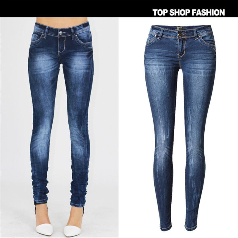 

SKINNY JEANS Woman 2016 New Fashion Ladies Single Breasted Slim Pencil Pants Denim Skinny Jeans Size 34, Blue