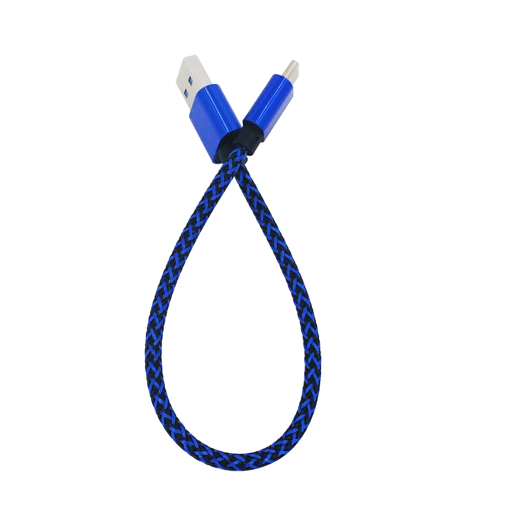 

25CM Nylon Braid Type-C USB Cable Output 2.4A Fast Charge Wire, Black