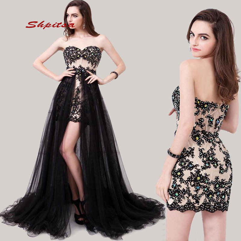 

Short Detachable Cocktail Dresses Party Women Sexy Mini Graduation Prom coctail Homecoming Dress, Black
