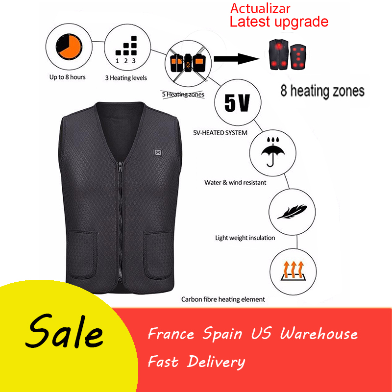 

8 Heating Zones men Women Heating Coat USB Electric Warm Heated Vest winter Jacket Clothing Skiing heated jacket camping vest