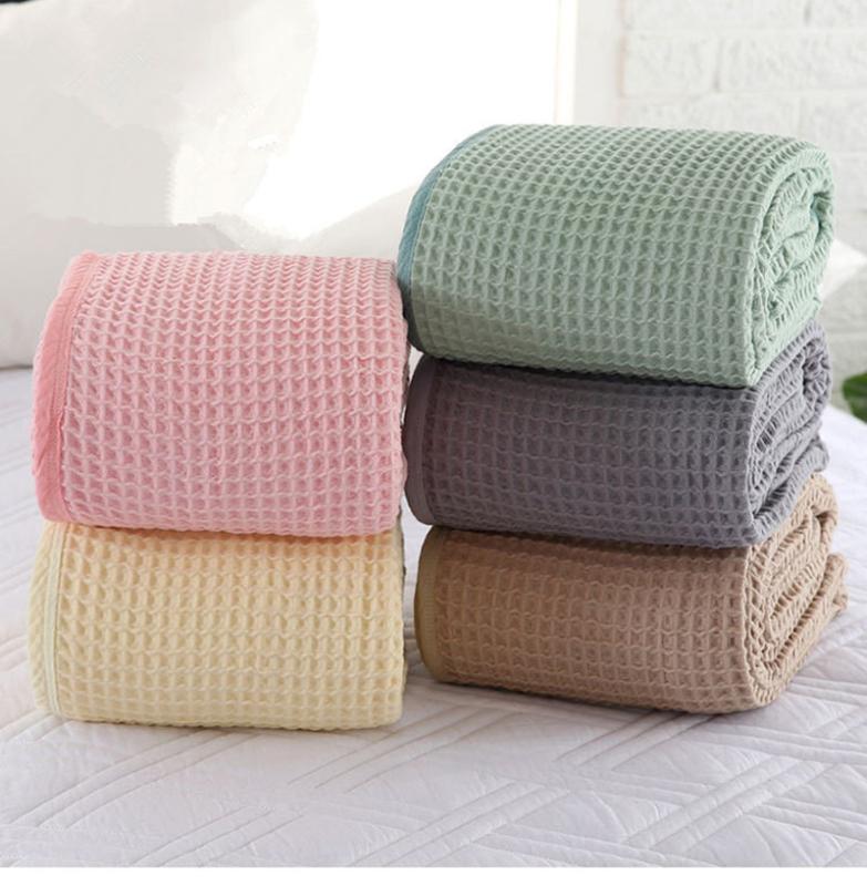 

Cotton Summer Blanket Solid Color for Sofa Bed Towel Child Wrap Blanket Nap Throw for Car Office