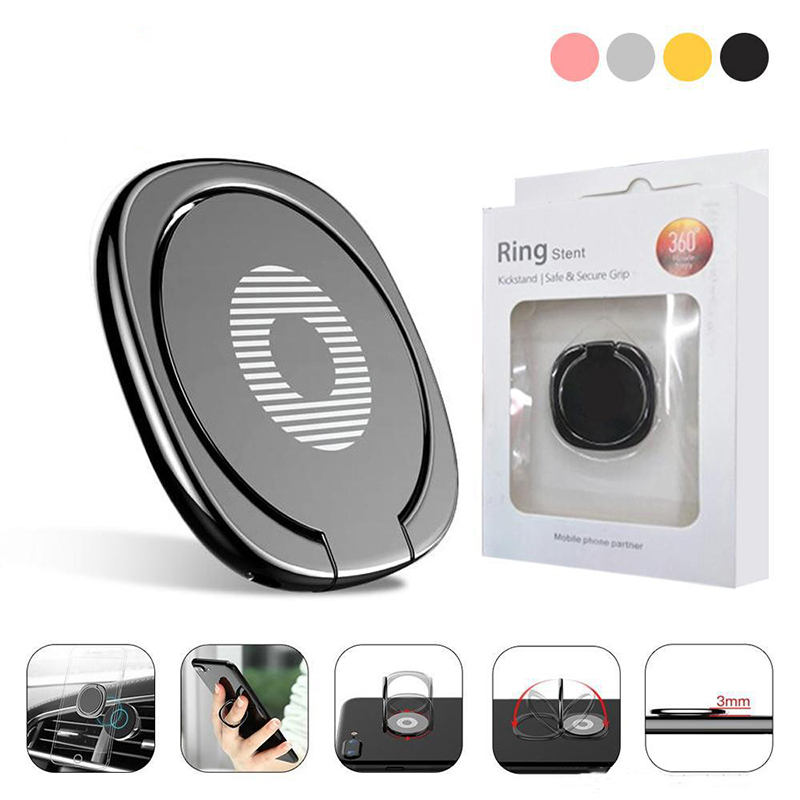 

360 Degree Metal Finger Ring Holder Finger Stand Holder For Smartphone Mobile Phone iPhone x xr Samsung Tablet with Package