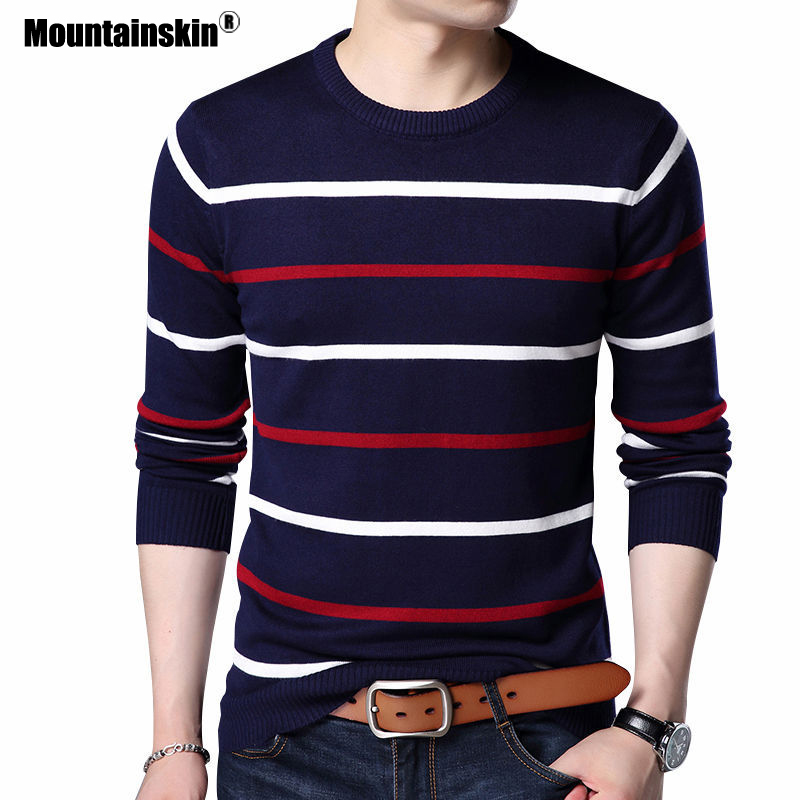 

Mountainskin Pullover Men Brand Clothing 2019 Autumn Winter Wool Slim Knitted Sweater Men Casual Striped Pull Jumper SA687, Dark grey
