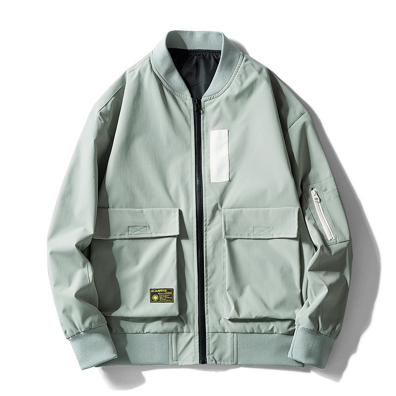 

Japanese streetwear vintage loose black bomber pilot jacket men hip hop high street biker tactical varsity jacket windbreaker, Green