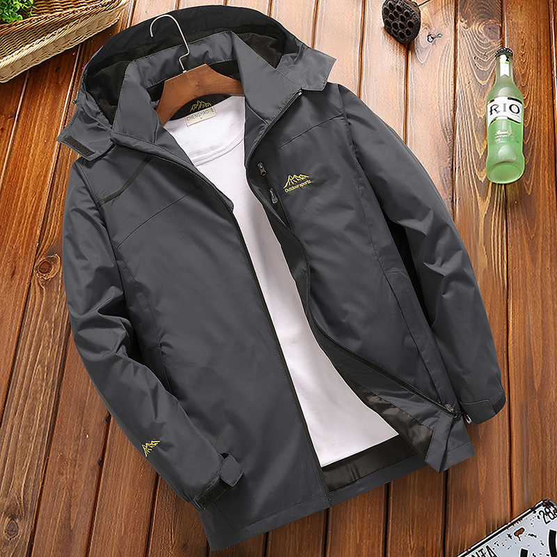 

2019 Male Raincoat Windproof Hooded Coat Men's Casual Waterproof Jacket Spring Autumn Tourism Windbreaker Bomber Jacket 4XL LY191206, Black