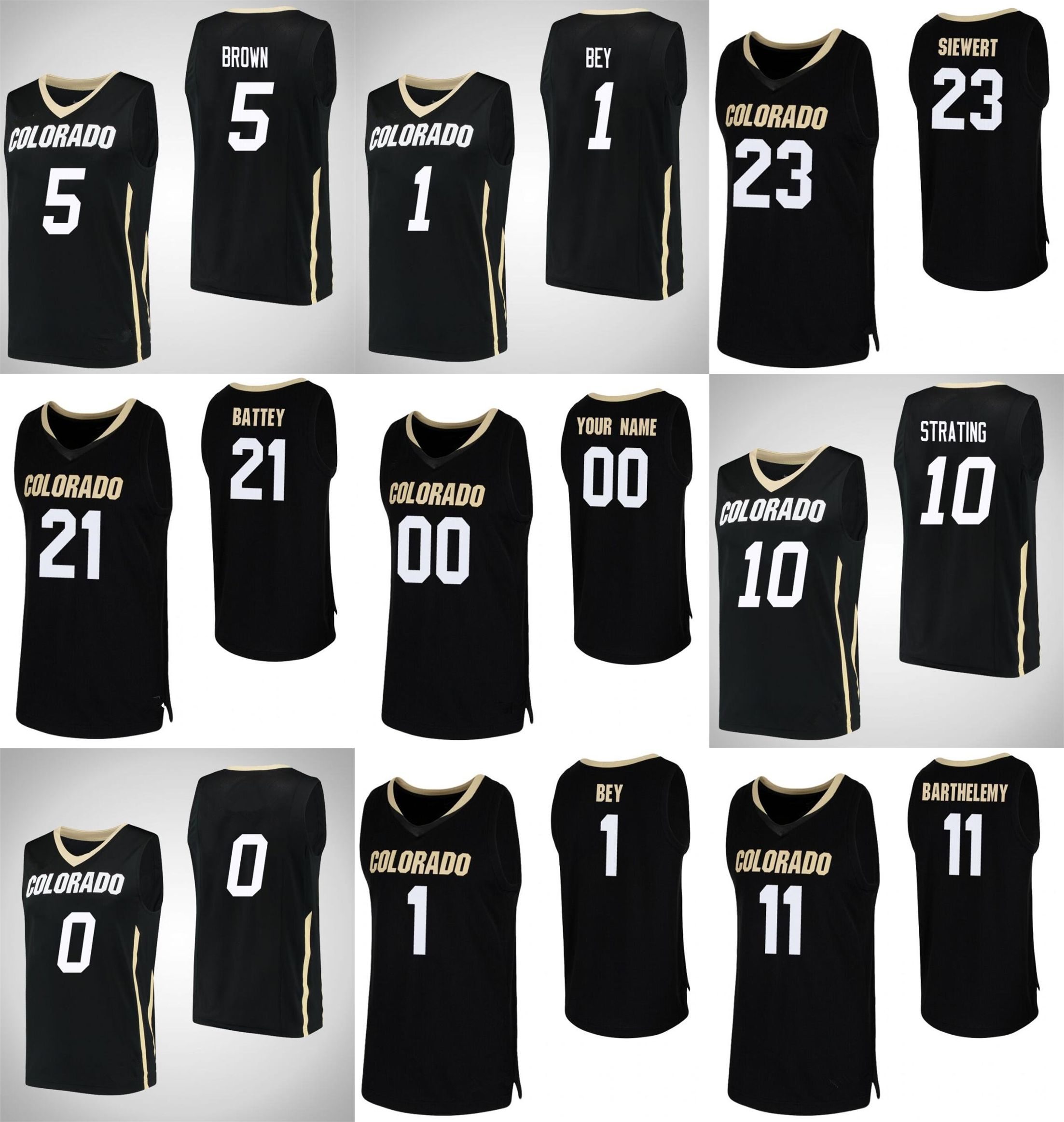 Colorado 0 Shane Gatling Jersey 1 Tyler Bey 2 Daylen Kountz 3 Maddox Daniels Buffaloes Maillots Hommes NCAA Basketball Wears personnalisés Cousu