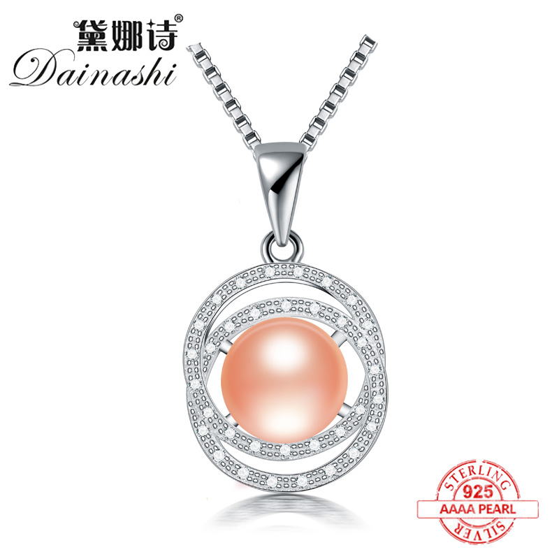 

Lockets Dainashi 925Silver Two Circles Crossing Design Freshwater Pearl Pendant Jewelry 2021 Fashion Ladies Necklace Women