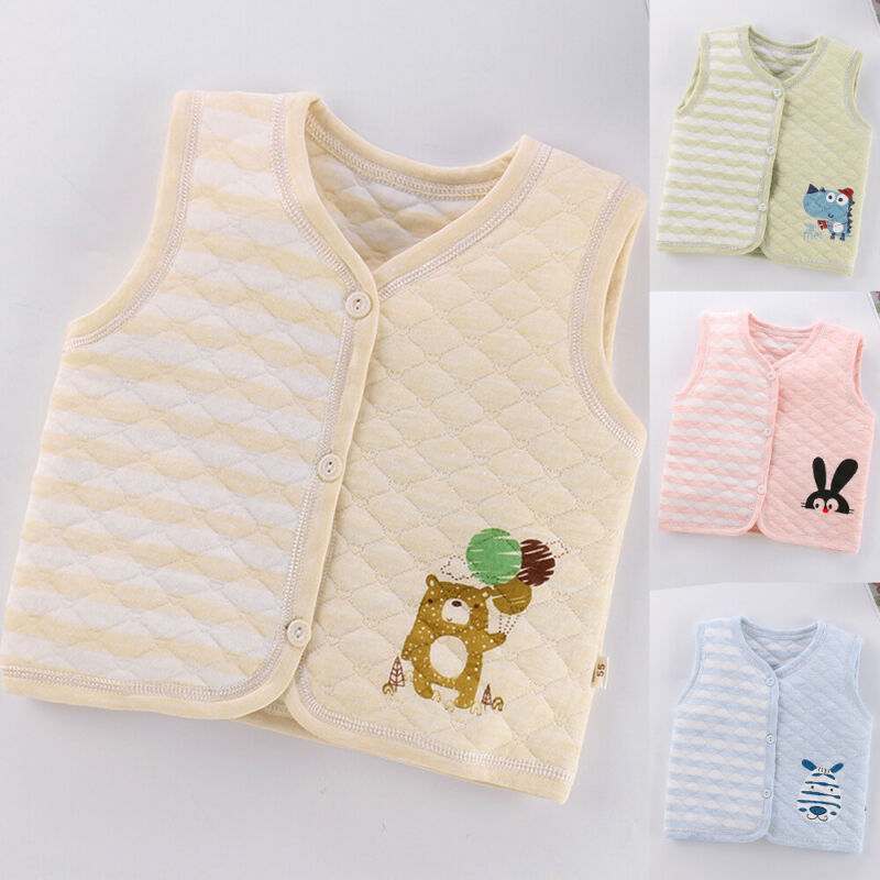 

New Baby Vests Kids Baby Girl Boy Cotto Winter Warm Coat Soft Waistcoat Vest Cotton Print Thick