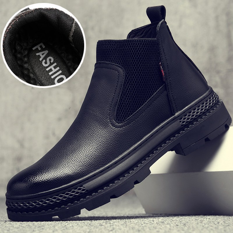 

Hot Sale- band short boots genuine leather man ankle boots breathable cowskin boots fashion gorgeous men shoes man slip-on flats zy220, Black