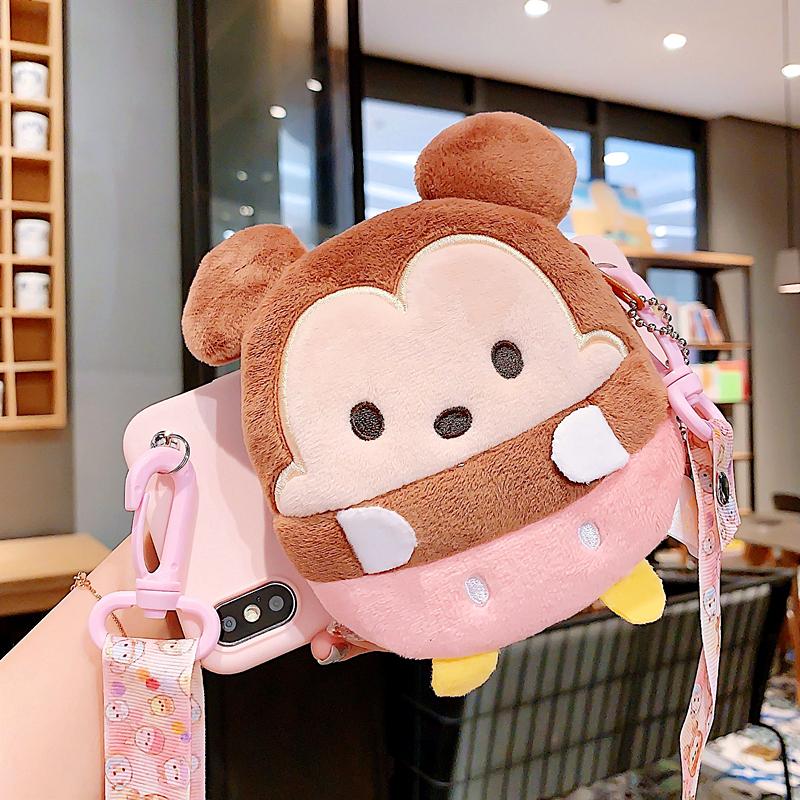 

Luxury Designer 3D Plush Cartoon Coin Cute Wallet lanyard Crossbody Case For iPhone 11 pro XR XS Max 6 7 8 Plus X Soft Silicone Strap Cover