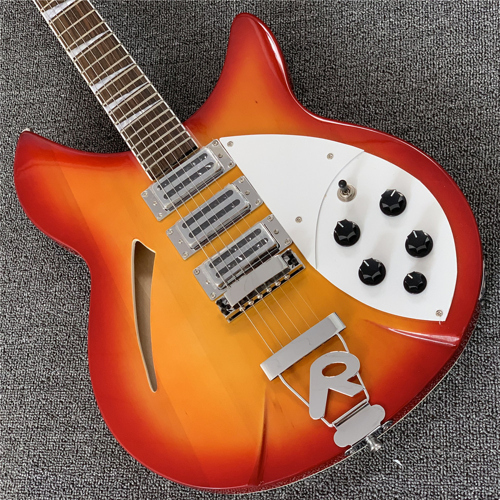 

High quality electric guitar,Cherry red body With F hole, electric guitar,Backer 34 inches,