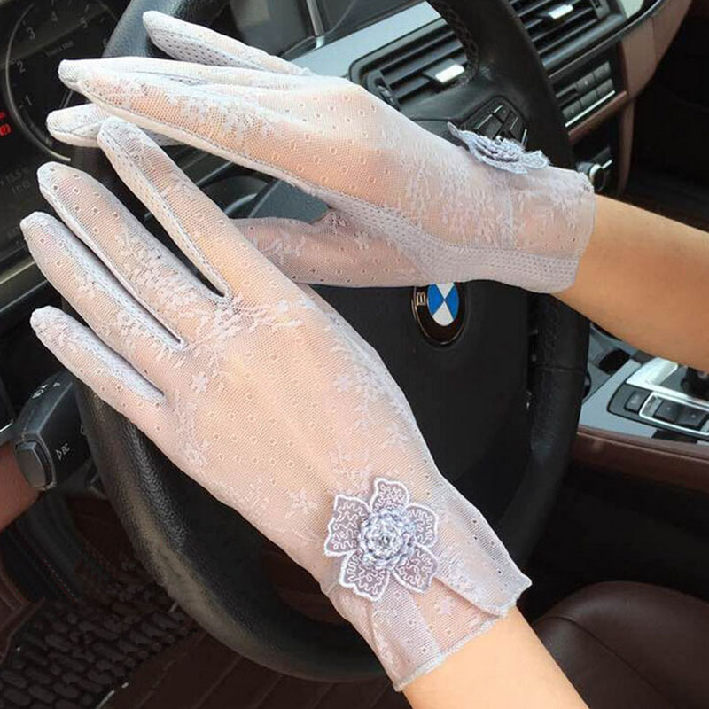 

New Summer Women's Lace Gloves Ladies Thin Touch Screen Gloves Anti-UV Anti-Slip Mittens Female Driving Guantes Mittens