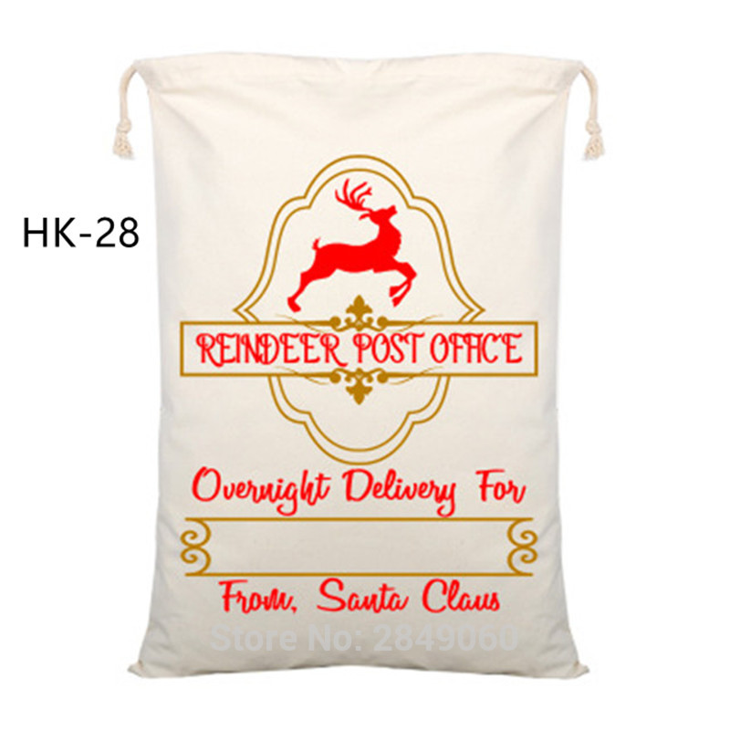 

1pc Canvas Santa Bag Personalized Candy Cane Santa Sack Present Bag for Kids Large Canvas Tote Christmas Gift Eve Toy Sack