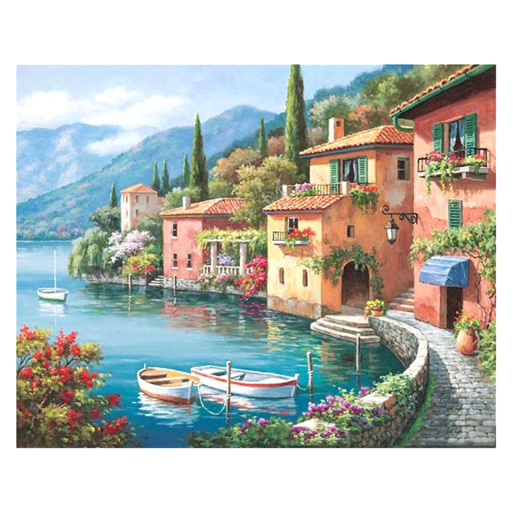 

1 set diy landscape oil painting paint by number