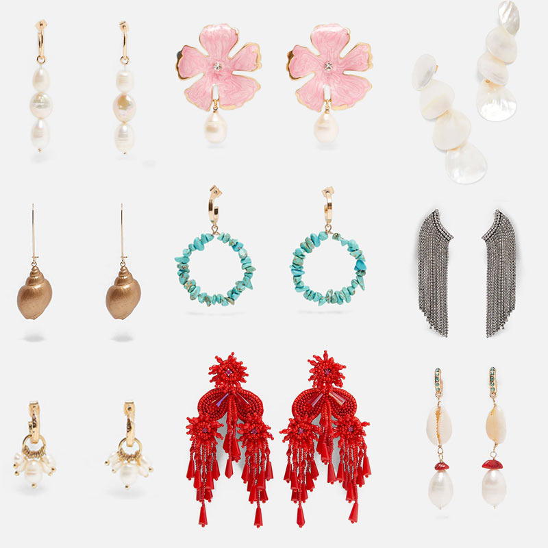 

Flatfoosie New Design Simulated Pearl Big Dangle Earrings For Women 2019 Trendy Bohemian Geometric Statement Earrings Jewelry