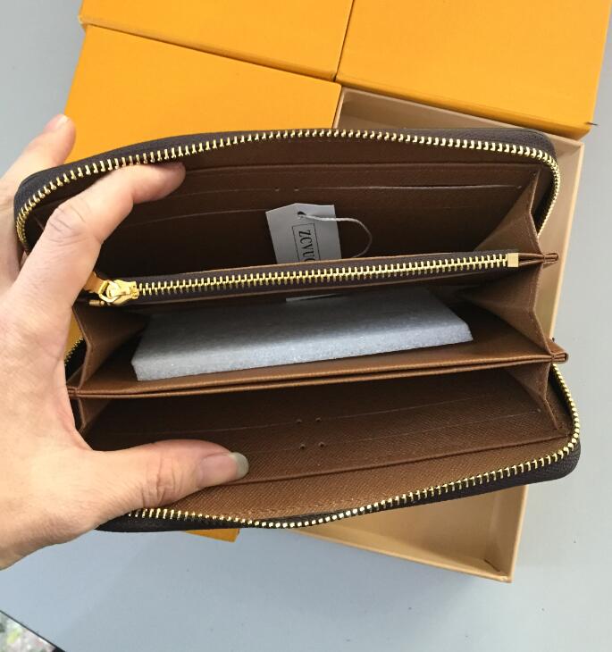 2021ファッション女性クラッチウォレットPUレザーウォレットシングルジッパー財布レディレディース長い古典的な財布オレンジボックスカード60017