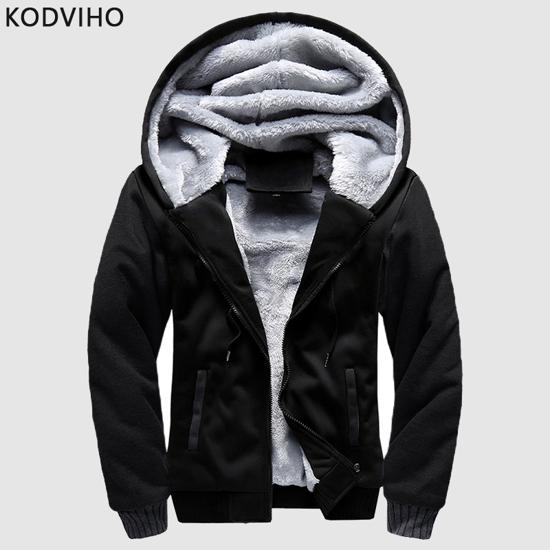 

Men's Hoodies & Sweatshirts Winter Mens Casual Black Sweatshirt Men Solid Jackets Plus Size Velvet Fleece Coats Thick Warm Thermal Hoody Spo