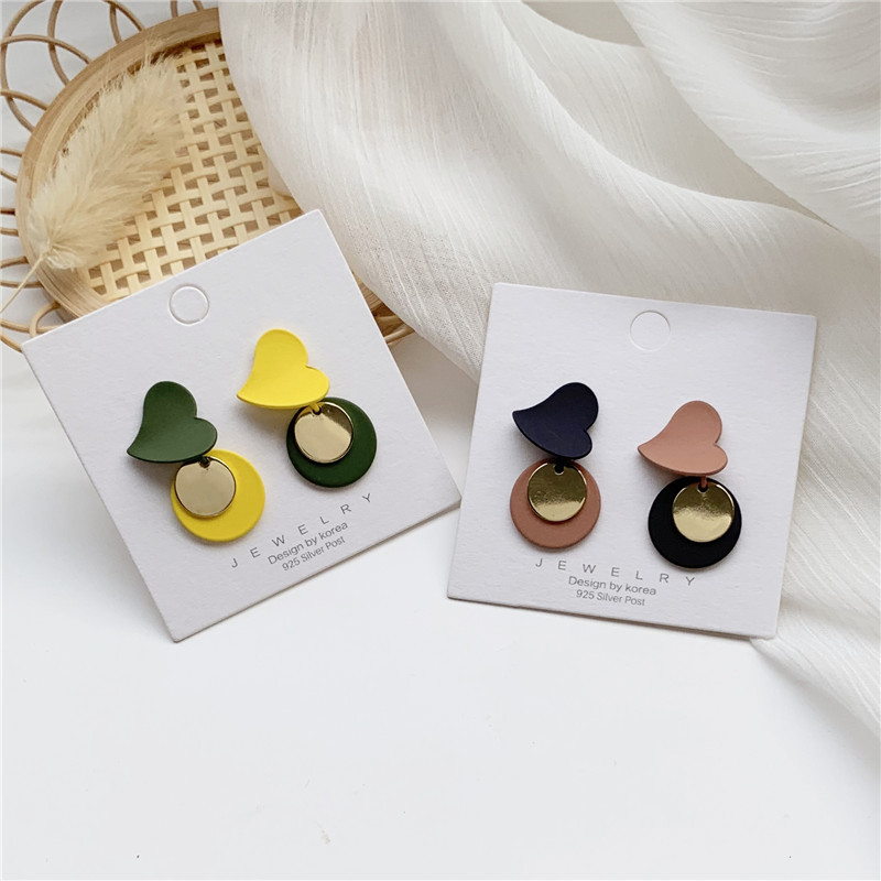 

Stud Fashion Personality Temperament Contracted Lovely Contrast Color Peach Heart Earring Sweet Women Earrings Jewelry Accessories