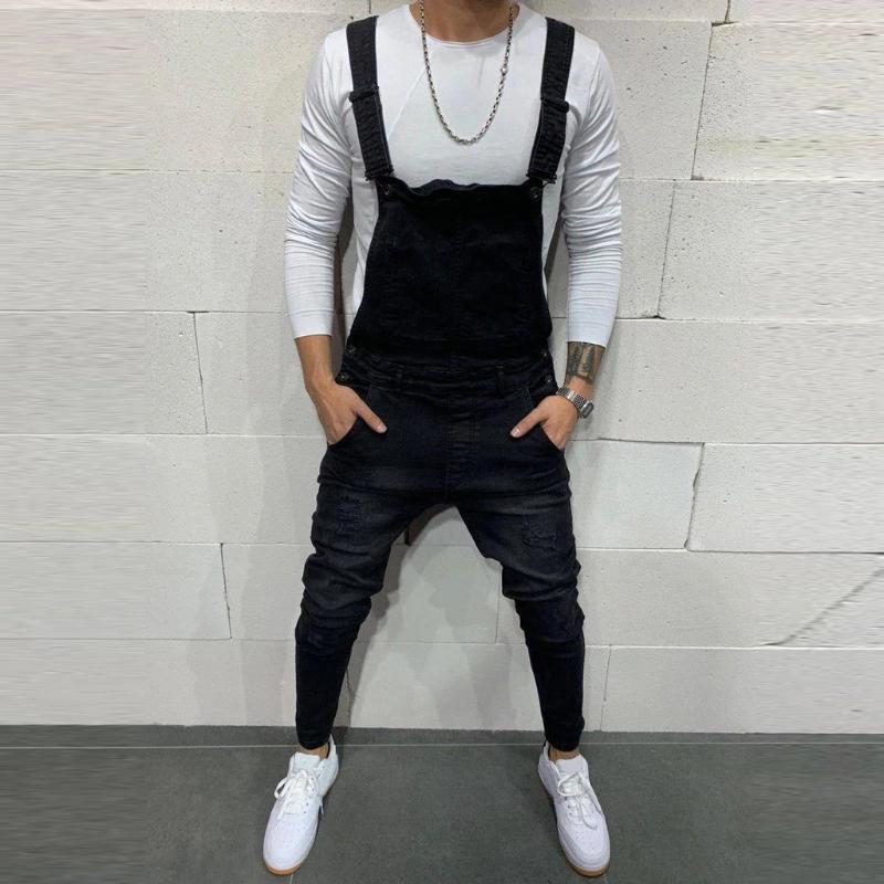 

Mens Jumpsuit Button Pocket Pure Overall Overall Hip Hop Trousers Sweatpant Casual Suspender Mens Pants Streetwear #45, As pic